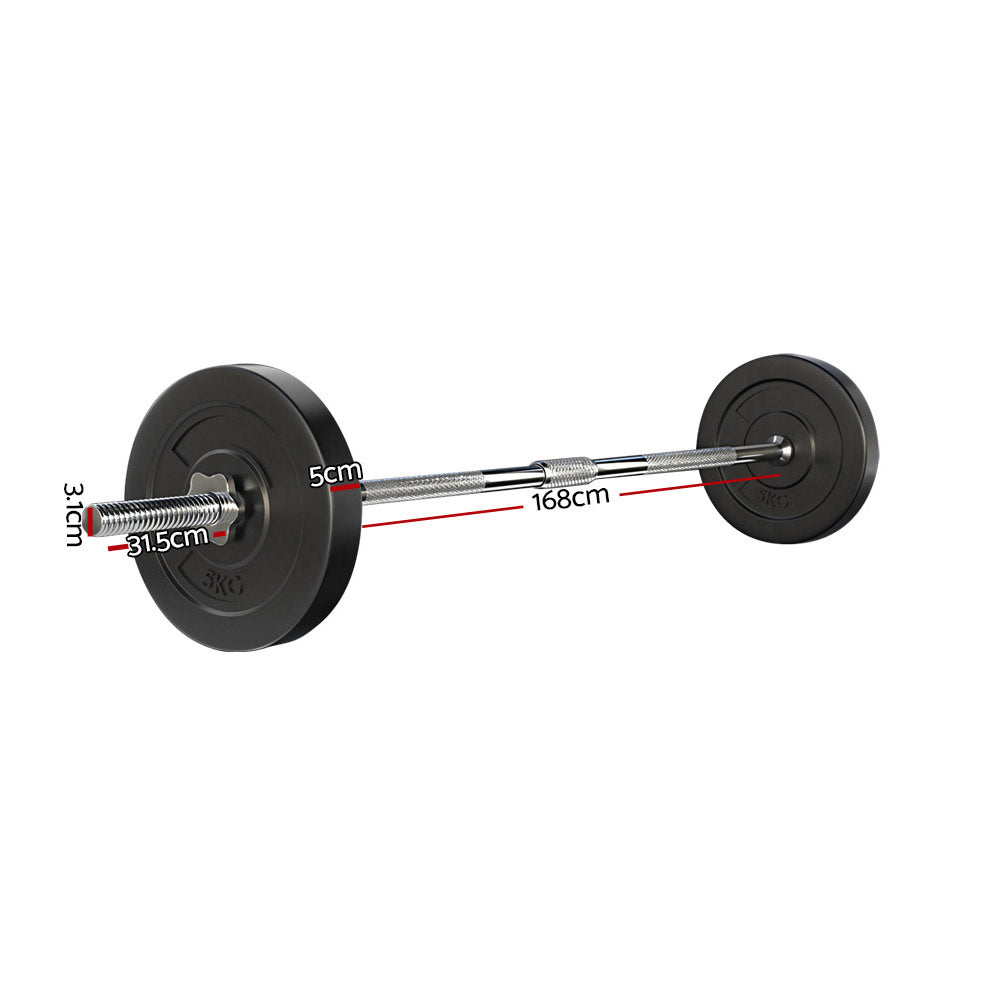 18KG Barbell Weight Set Plates Bar Bench Press Fitness Exercise Home