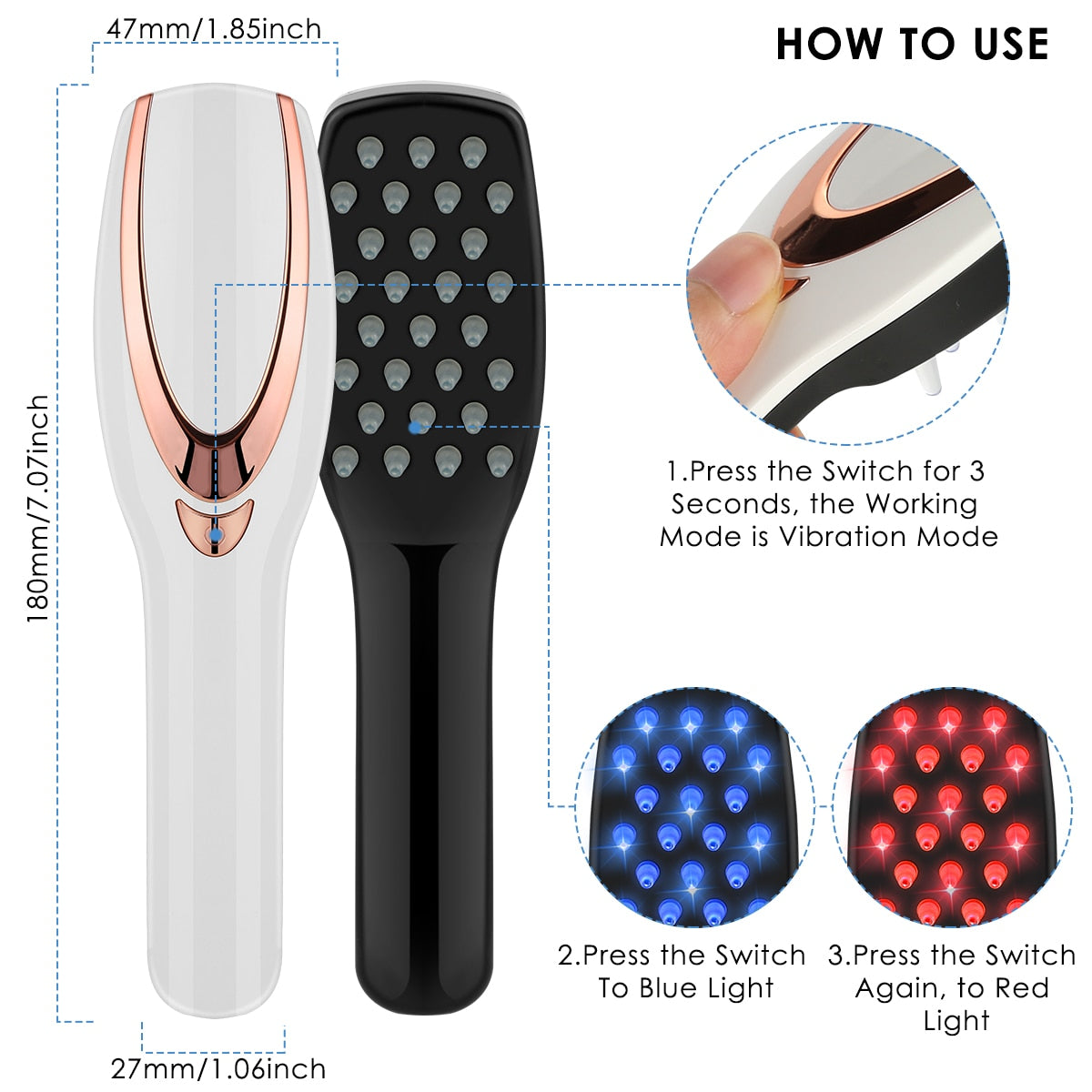 3-IN-1 USB Rechargeable Hair Growth Infrared Electric Massage Anti