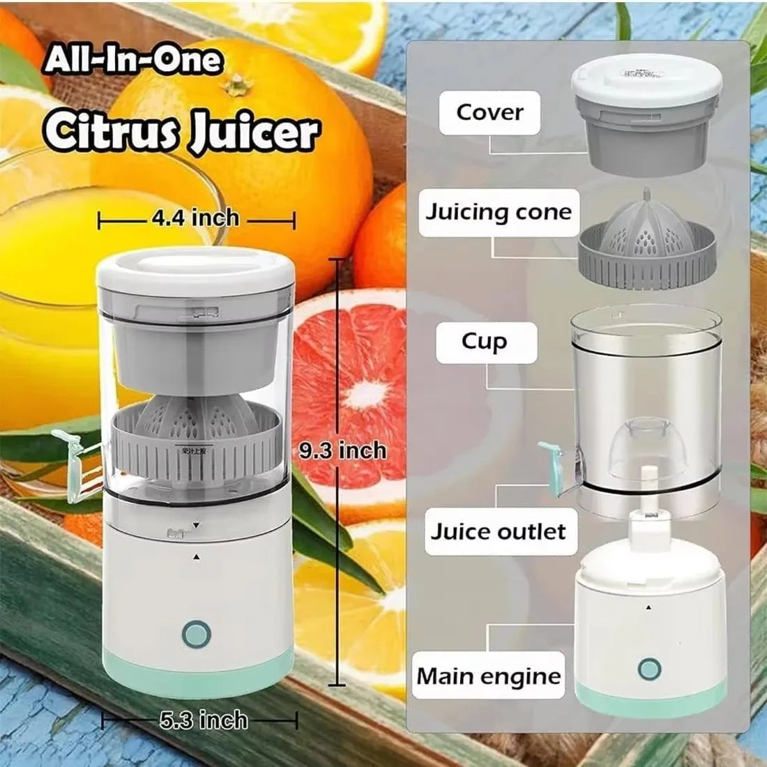 Portable Electric Juicer USB Charging Orange Lemon Fruit Blender Mini