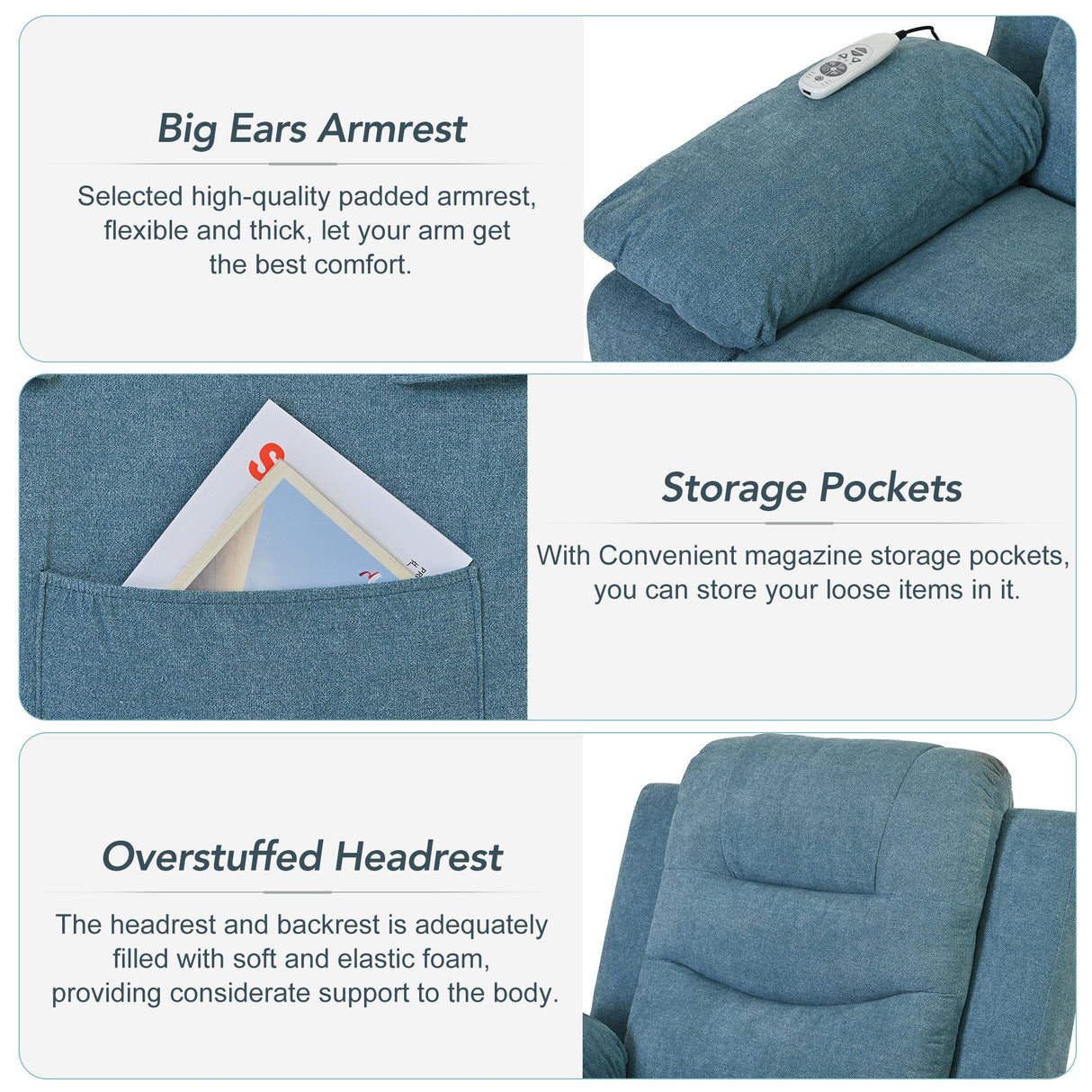 Massage Recliner,Power Lift Chair for Elderly with Adjustable Massage