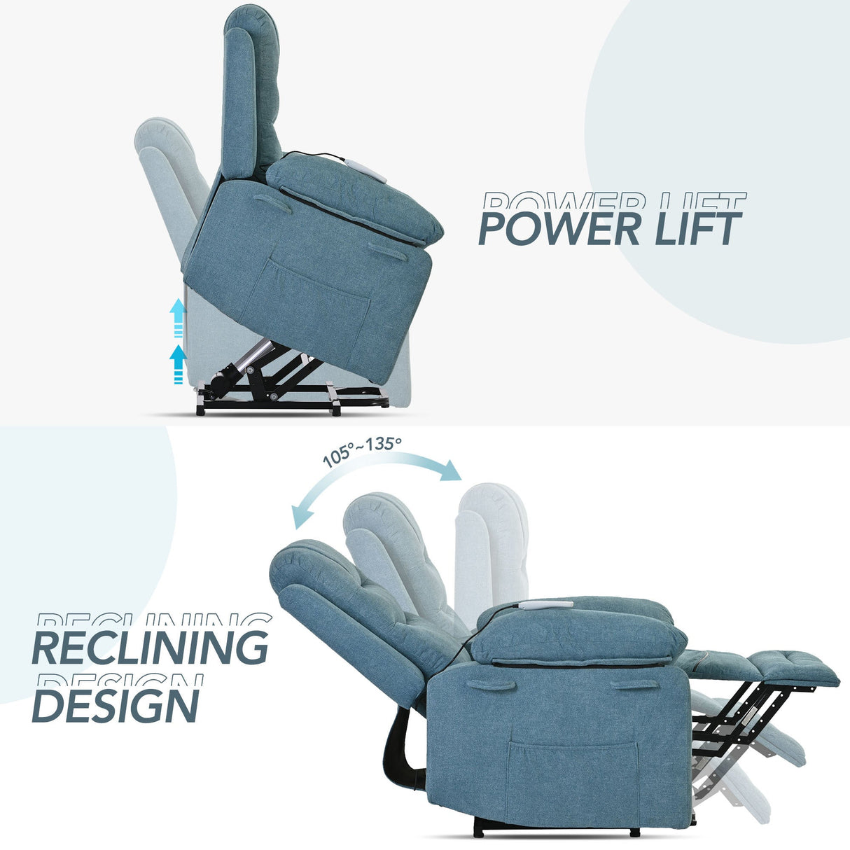 Massage Recliner,Power Lift Chair for Elderly with Adjustable Massage
