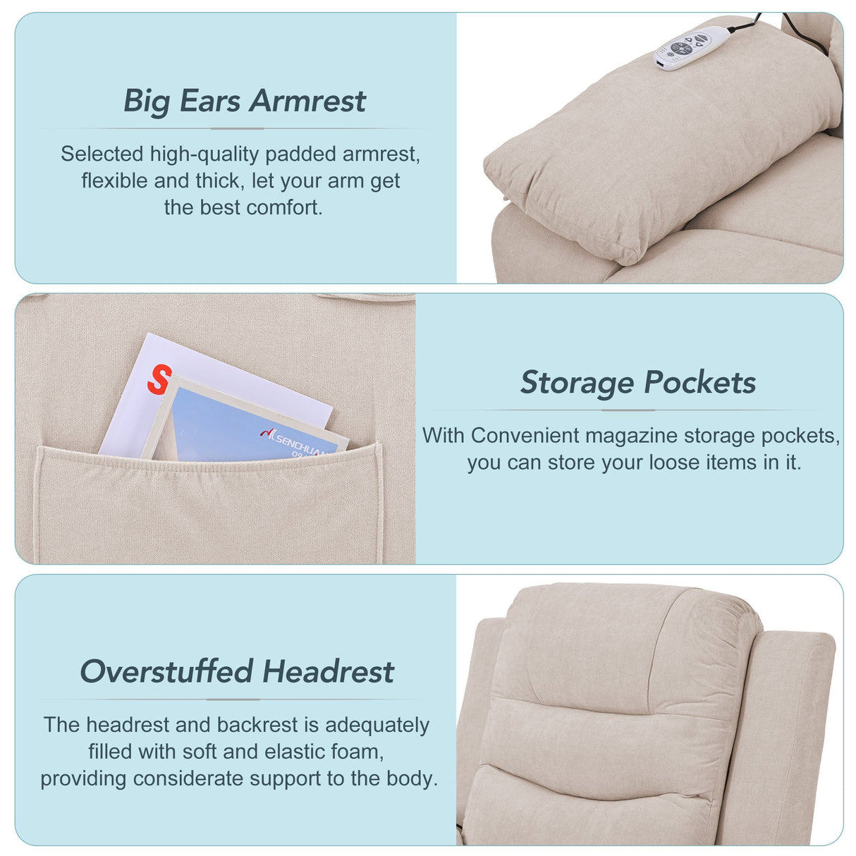 Massage Recliner,Power Lift Chair for Elderly with Adjustable Massage