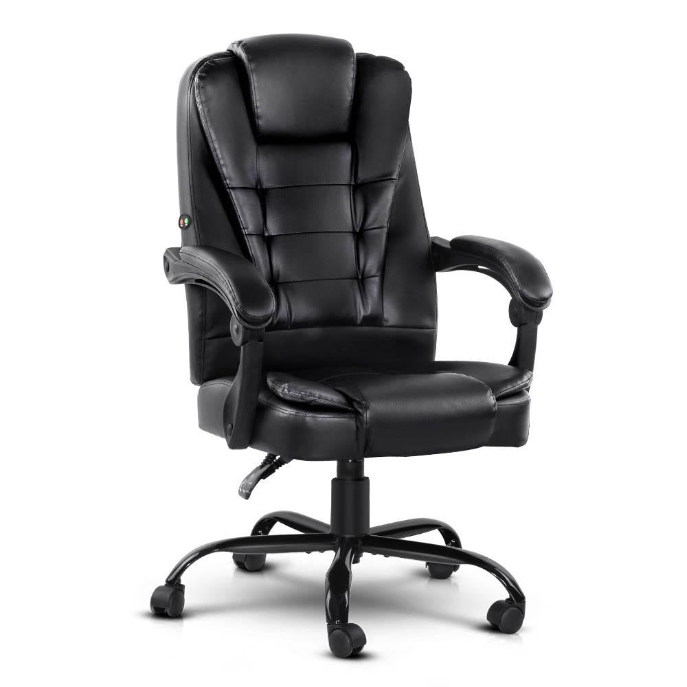 Artiss Electric Massage Office Chairs PU Leather Recliner Computer