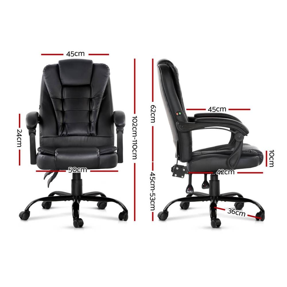 Artiss Electric Massage Office Chairs PU Leather Recliner Computer