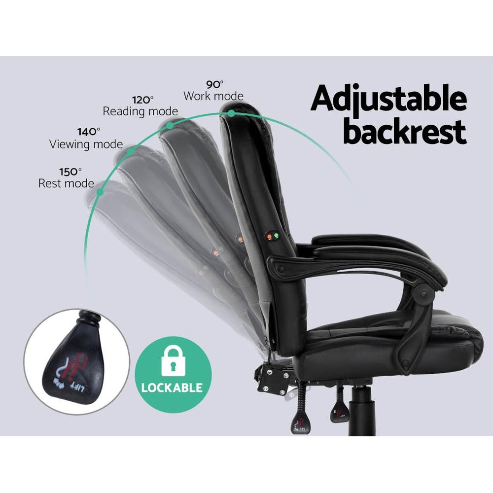 Artiss Electric Massage Office Chairs PU Leather Recliner Computer