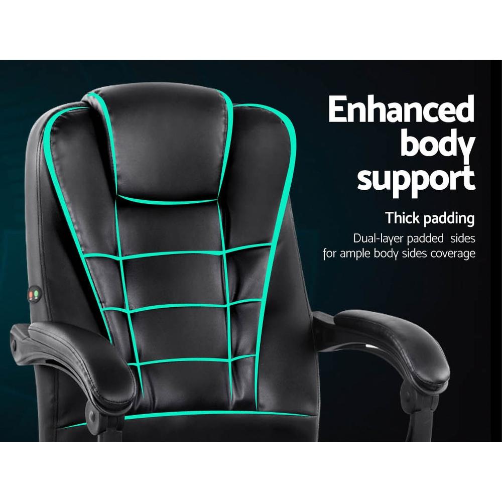 Artiss Electric Massage Office Chairs PU Leather Recliner Computer