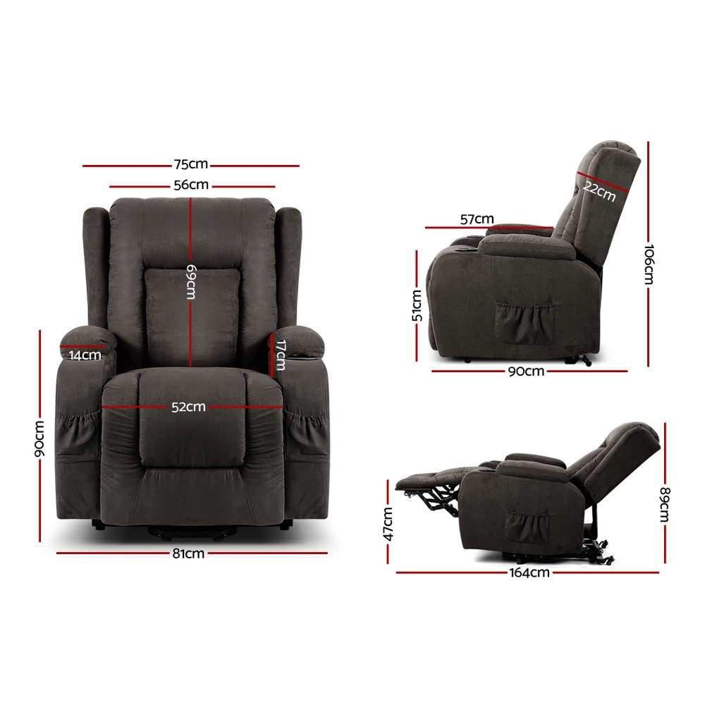 Artiss Electric Recliner Chair Lift Heated Massage Chairs Fabric