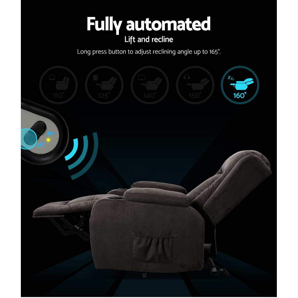 Artiss Electric Recliner Chair Lift Heated Massage Chairs Fabric