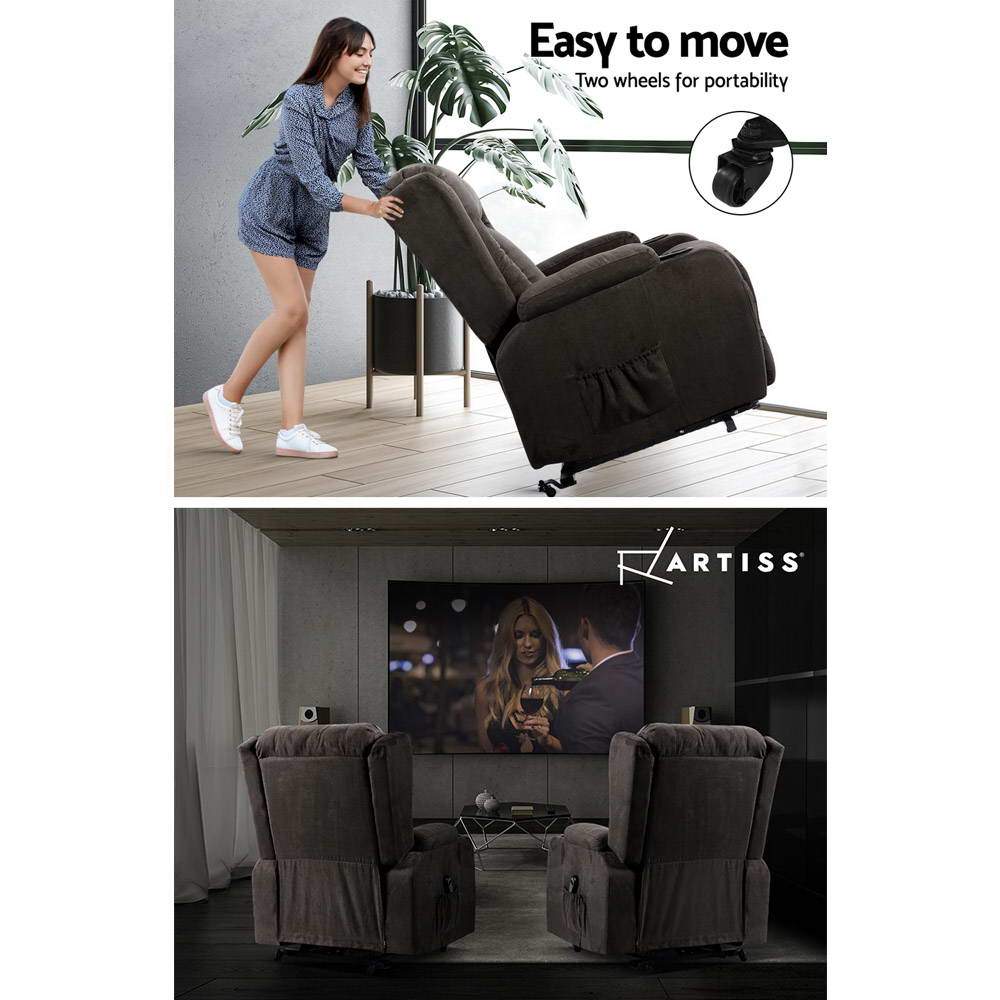 Artiss Electric Recliner Chair Lift Heated Massage Chairs Fabric