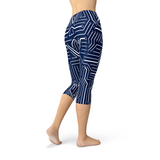 Womens Navy Blue Circuit Capri Leggings