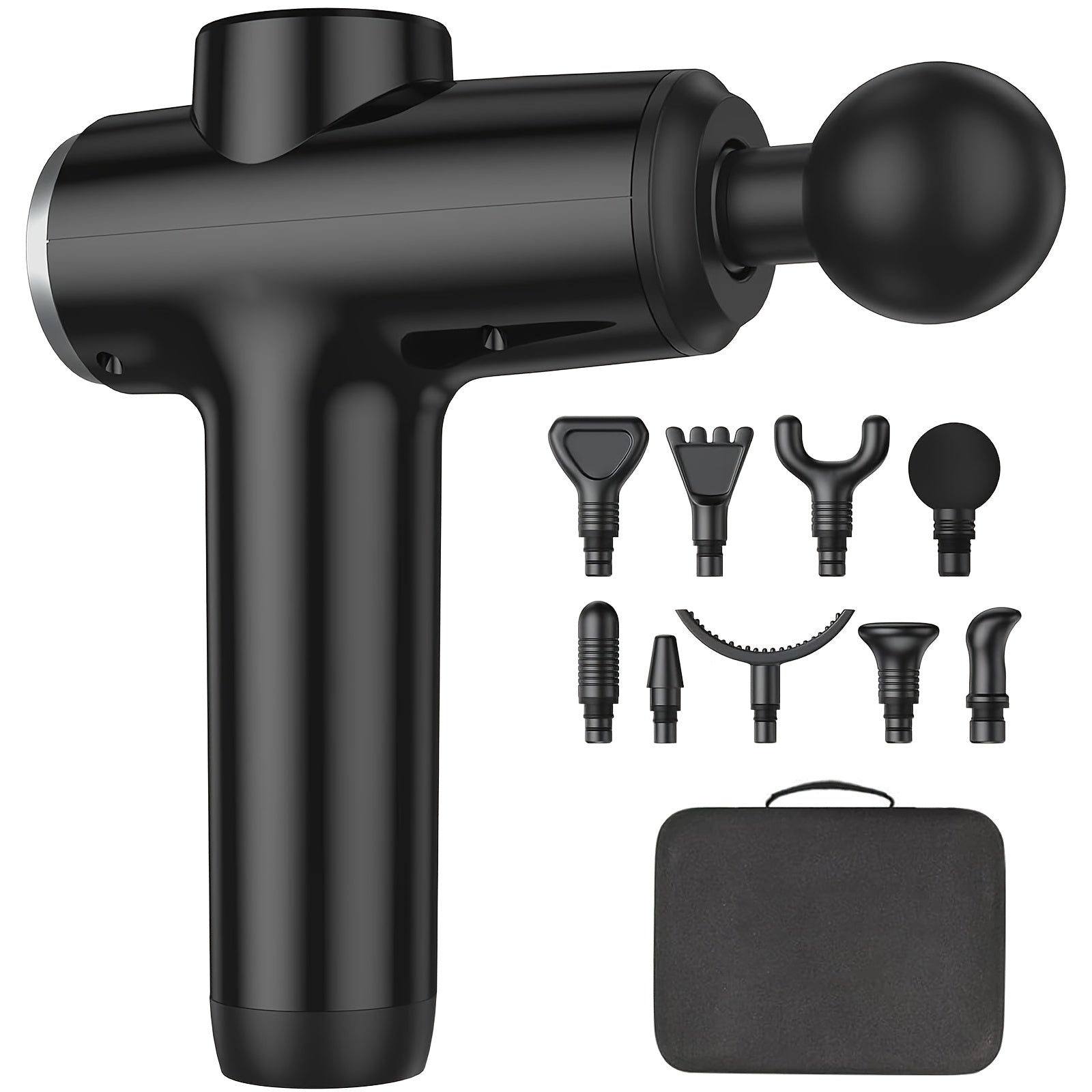 1pc GVBER Deep Tissue Impact Massage Gun 30 Adjustable Speeds 9 Interchangeable Heads Rechargeable Lithium Battery Whole Body Percussion Massager Plastic with Storage Bag  Ideal for Black Friday  Christmas Gifts
