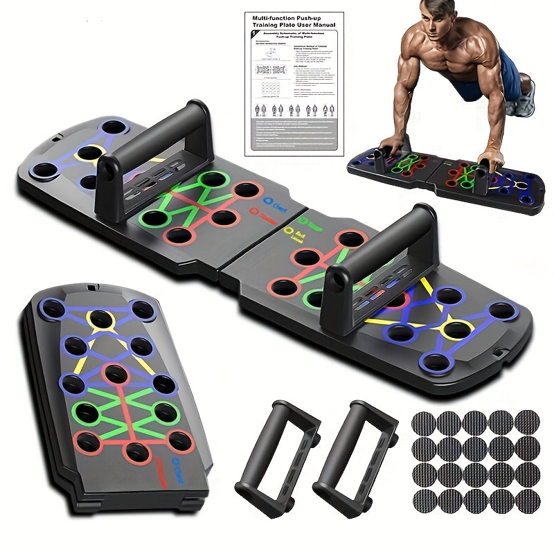 Versatile Foldable PushUp Board with Handles  Ideal for Chest Abs Arms  Back Workouts  Portable Fitness Equipment Black